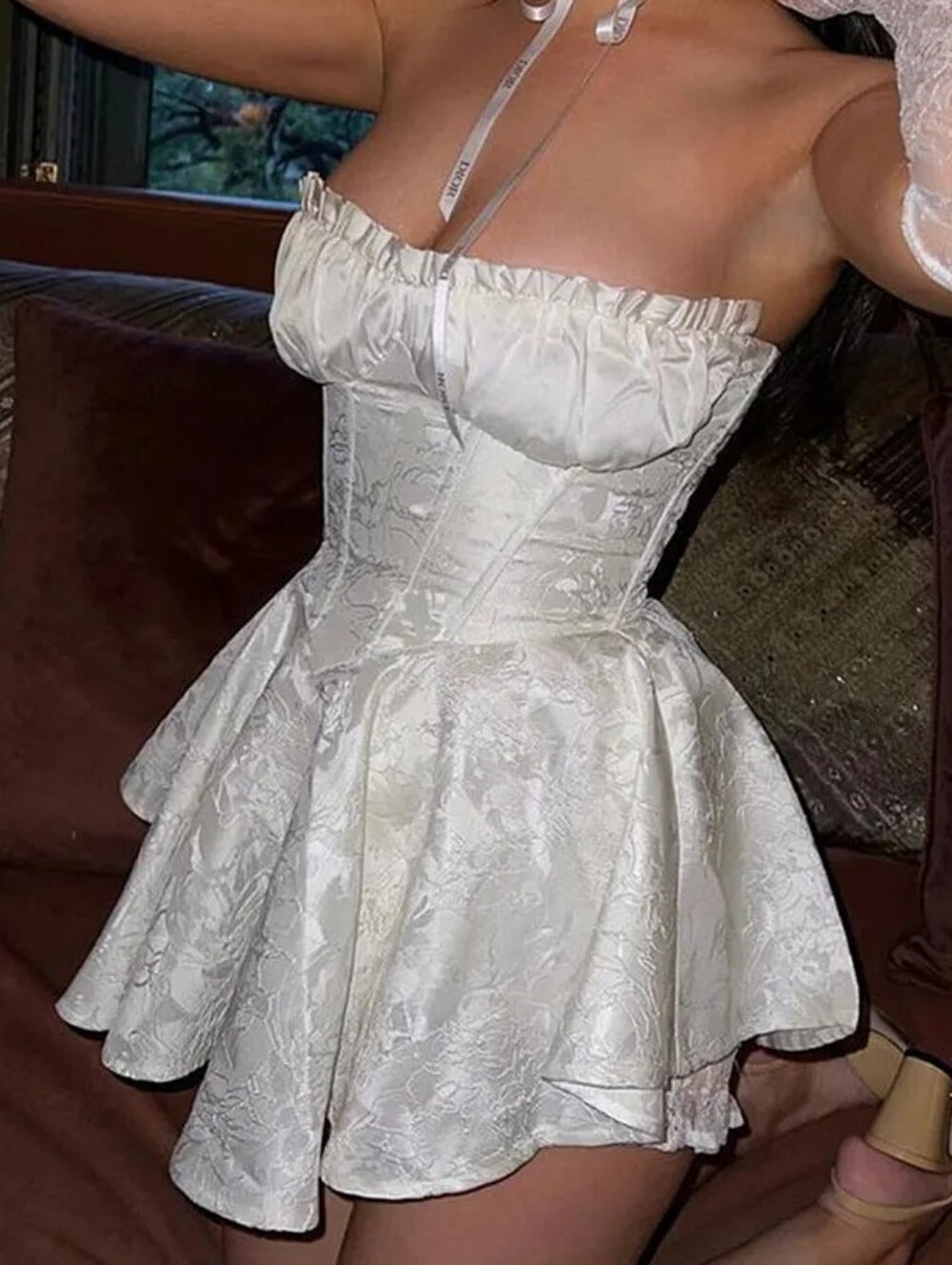 Doumi Boutique Bridal Strapless Jacquard Dress Mini Size Small